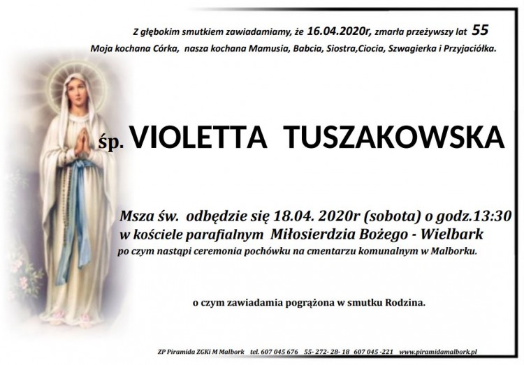 Zmarła Violetta Tuszakowska. Żyła 55 lat.