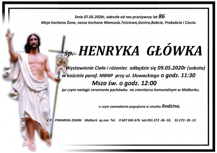 Zmarła Henryka Główka. Żyła 86 lat.