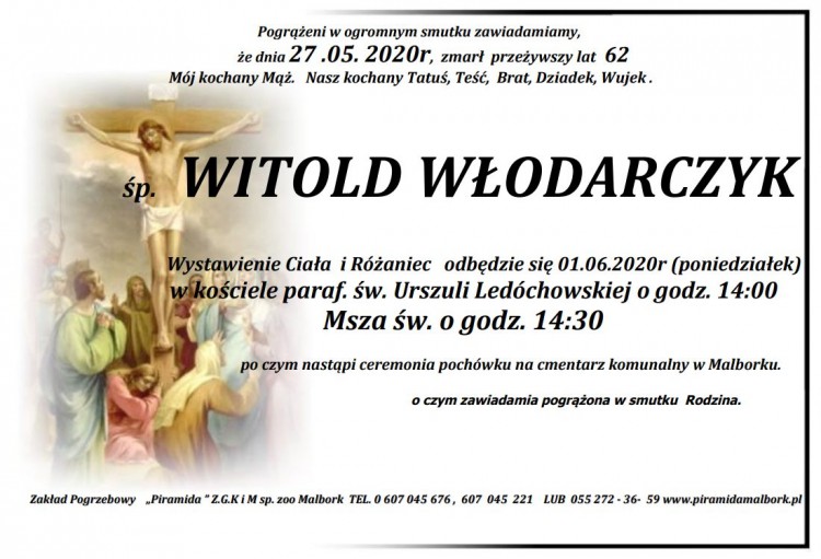 Zmarł Witold Włodarczyk. Żył 62 lata.