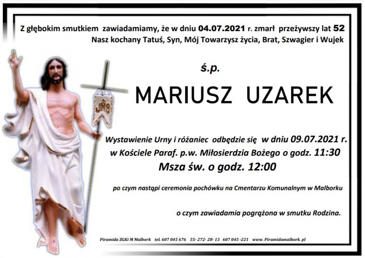 Zmarł Mariusz Uzarek. Żył 52 lata.