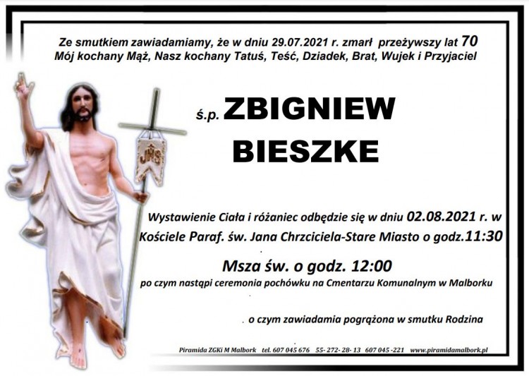 Zmarł Zbigniew Bieszke. Żył 70 lat.