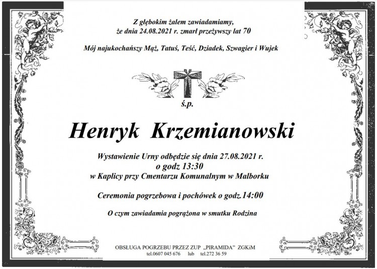 Zmarł Henryk Krzemianowski. Żył 70 lat.
