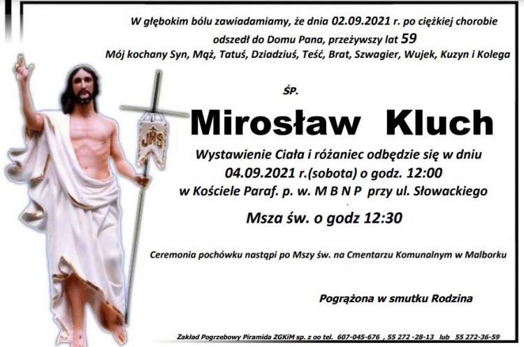 Zmarł Mirosław Kluch. Żył 59 lat.