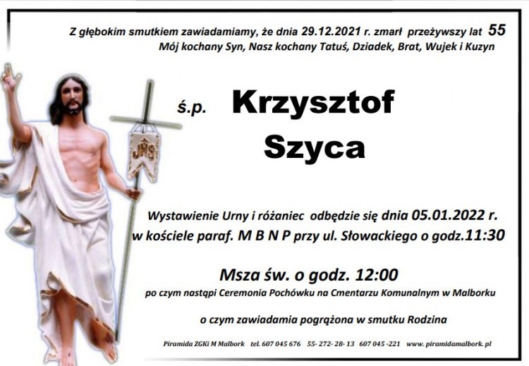 Zmarł Krzysztof Szyca. Żył 55 lat.