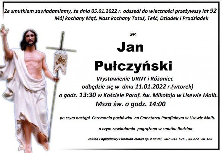 Zmarł Jan Pułczyński. Żył 92 lata.
