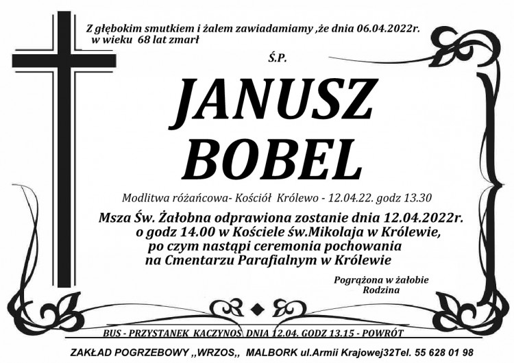 Zmarł Janusz Bobel. Żył 68 lat.