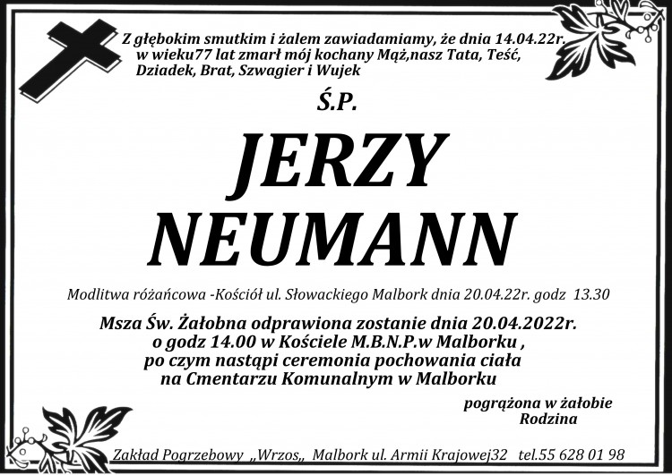 Zmarł Jerzy Neumann. Żył 77 lat.