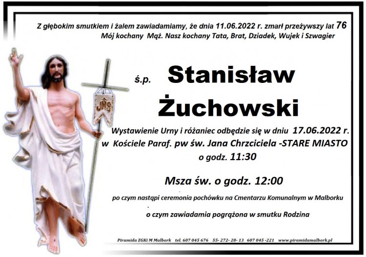 Zmarł Stanisław Żuchowski. Żył 76 lat.