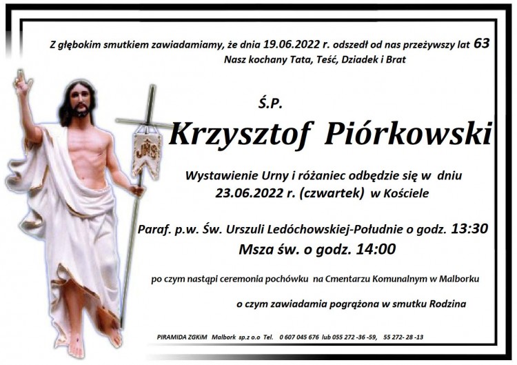 Zmarł Krzysztof Piórkowski. Żył 63 lata.