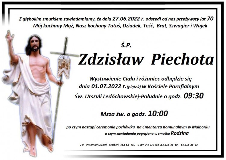 Zmarł Zdzisław Piechota. Żył 70 lat.