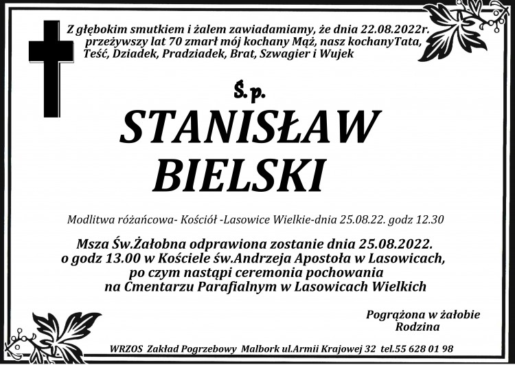 Zmarł Stanisław Bielski. Miał 70 lat.