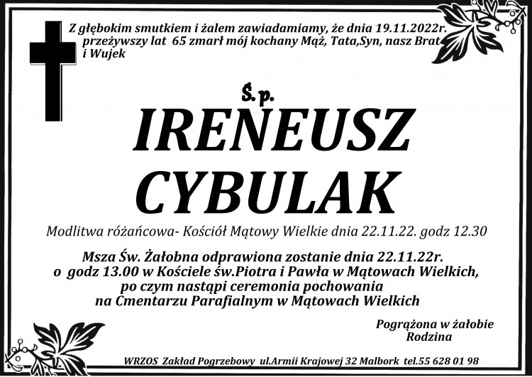 Zmarł Ireneusz Cybulak. Miał 65 lat.