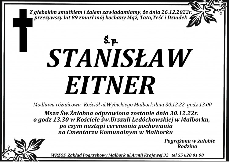 Zmarł Stanisław Eitner. Żył 89 lat.