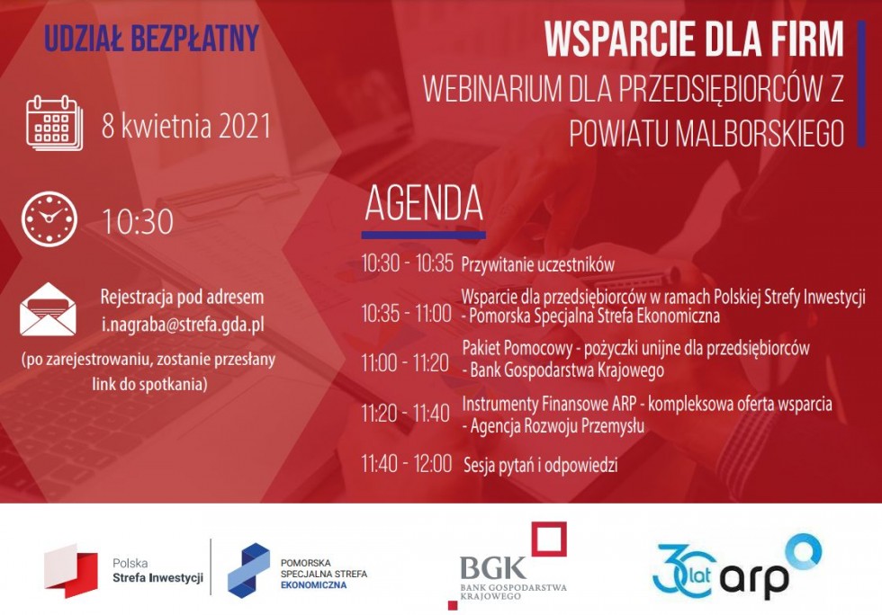 Malbork. Weź udział w webinarium Pomorskiej Specjalnej Strefy Ekonomicznej.
