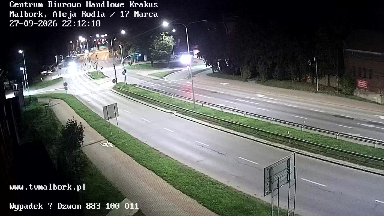Podgląd: Centrum Biurowo Handlowe Krakus - Malbork, Aleja Rodła / 17 Marca. Kamera na żywo. DK 22 #RedLight #malbork #dk22