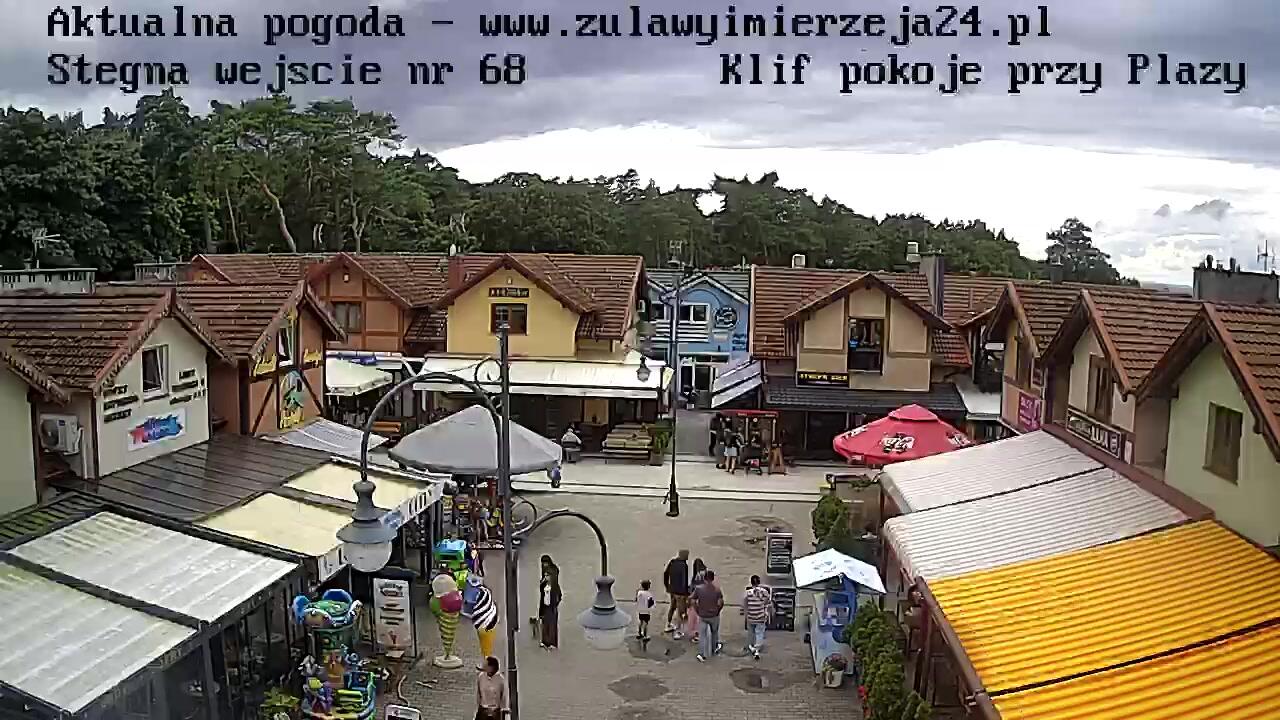 Podgląd: Stegna aktualna pogoda, widok na Centrum Usług Przyplażowych. Klif pokoje przy plaży - Wejście nr 68 